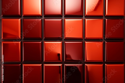 Close-up red metallic object, abstract texture background