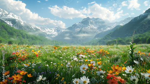 Wildflowers carpeting the valley floor in spring