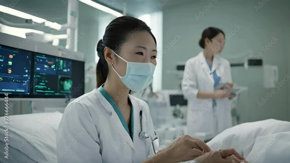 female doctor working on laptop, portrait of a beautiful woman doctor, a female surgeon in scrubs working on laptop, seamless looping, looping animation, 4k video animation, doctor animation, ai female doctor working on laptop, portrait of a beautiful woman doctor, a female surgeon in scrubs working on laptop, seamless looping, looping animation, 4k video animation, doctor animation, ai