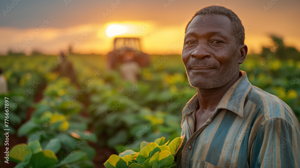 An agricultural worker harvesting the year's harvest in the field An agricultural worker harvesting the year's harvest in the field