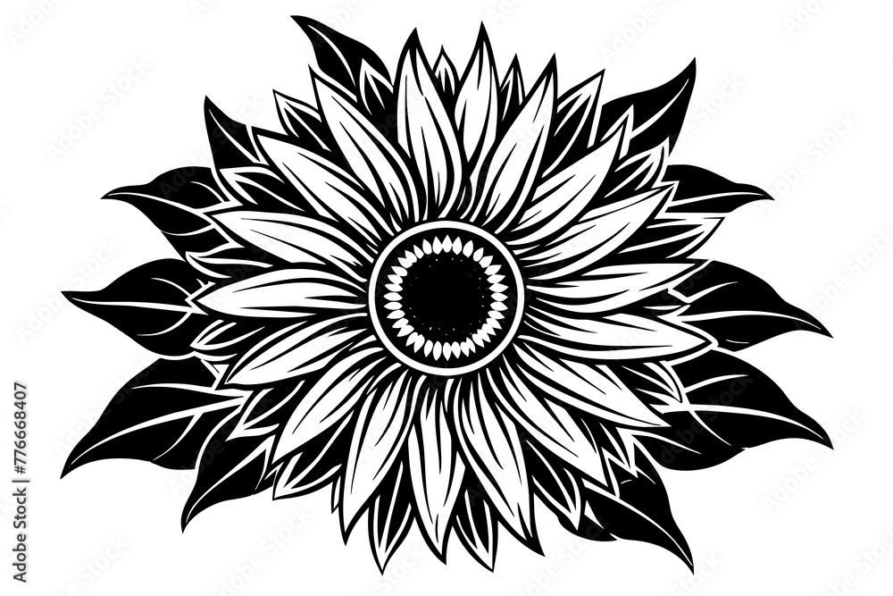 black and white flower vector