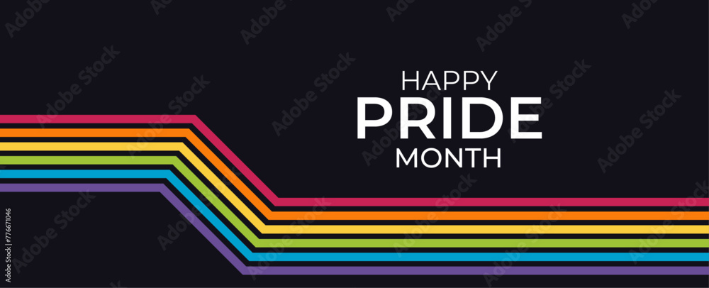 Vecteur Stock Happy Pride month text and rainbow pride ribbon roll make ...