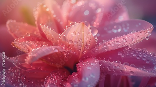 Zoom in on the delicate details of a flower petal covered in dew