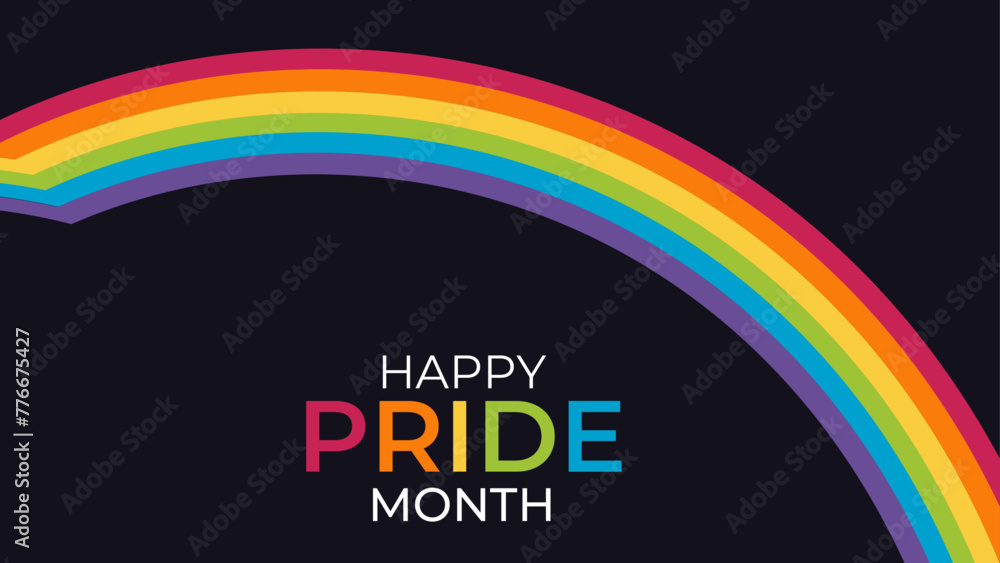 Pride Month, lgbt pride banner with rainbow text, typography, clipart, template, theme for t shirt, stickers, background, banner, poster, greeting card, print ads, signs, USA. vector illustration Pride Month, lgbt pride banner with rainbow text, typography, clipart, template, theme for t shirt, stickers, background, banner, poster, greeting card, print ads, signs, USA. vector illustration
