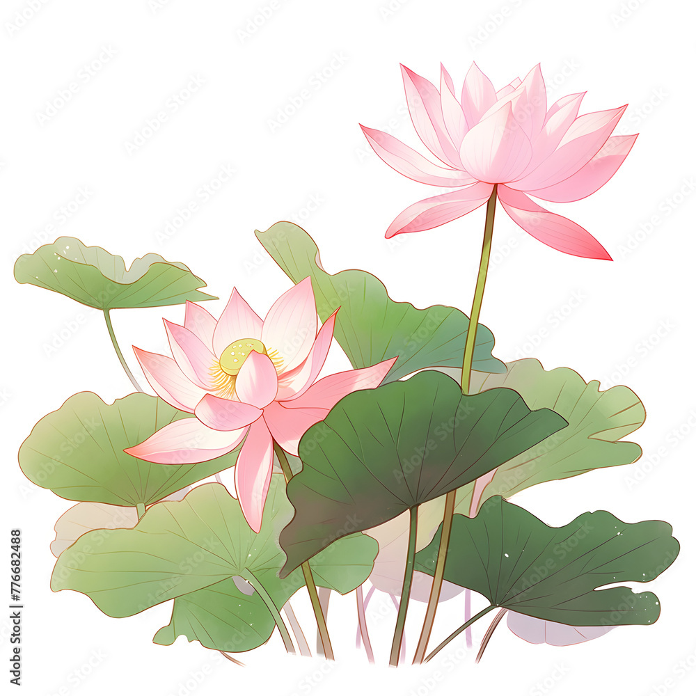 pink lotus flower isolated, Generative AI pink lotus flower isolated, Generative AI