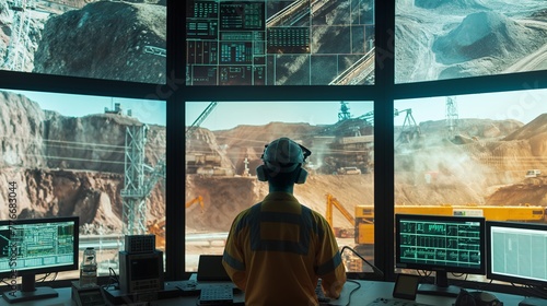 Mining Control Room: Engineer Monitoring Operations and Ensuring Safety photo