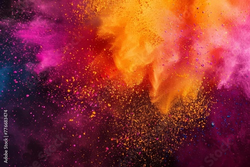 Explosion of vibrant holi powder paint colors, abstract festival background illustration