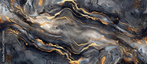 Close up of black marble with gold stripe