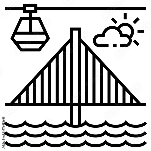 vasco da gama bridge icon, simple vector design