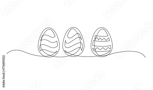 One continuous line drawing of Easter eggs illustration