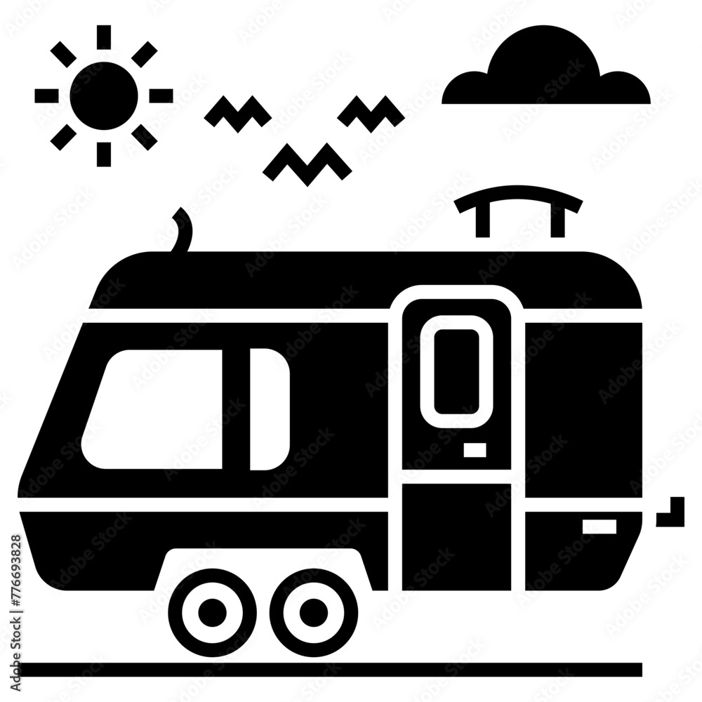railway bus icon, simple vector design