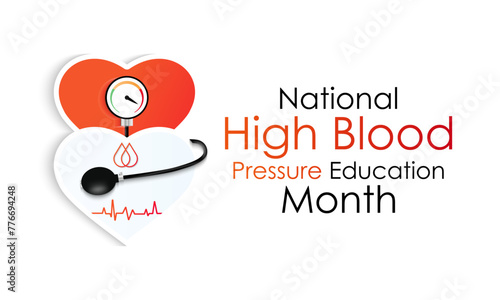 National High Blood pressure  education month is observed every year in May. Banner poster, flyer and background design. Vector illustration