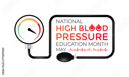 National High Blood pressure  education month is observed every year in May. Banner poster, flyer and background design. Vector illustration