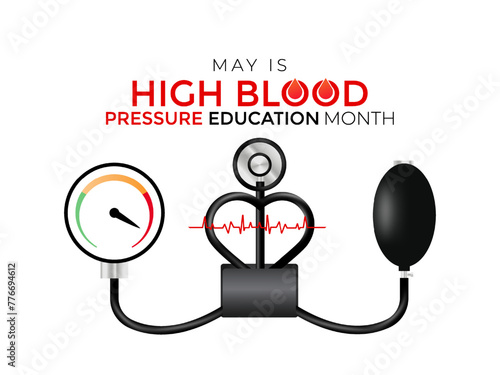 National High Blood pressure  education month is observed every year in May. Banner poster, flyer and background design. Vector illustration