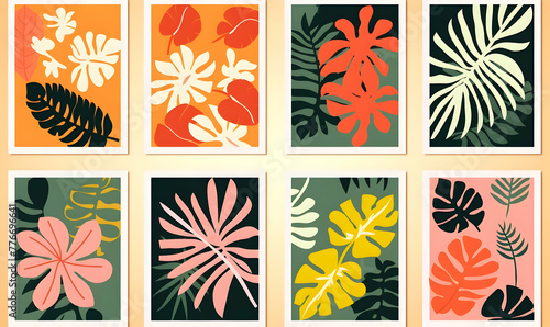 bundle set Abstract tropical leaves elements