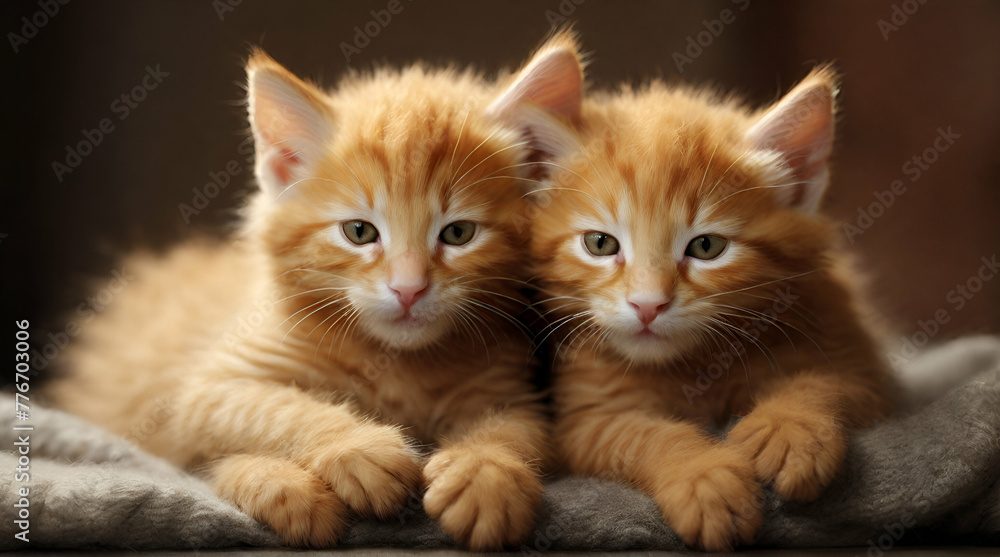 Ginger Kittens Embracing in Cozy Slumber Paws Intertwined - Comfort and Companionship.generative.ai