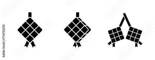 Ketupat Icon Set - Line Icon - Editable Vector : Suitable for Islamic Theme and Other Graphic Related Assets.