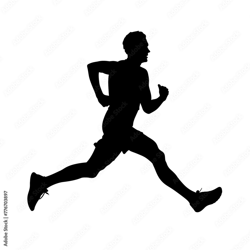 Silhouette man athletes on running race on white background. AI Generative