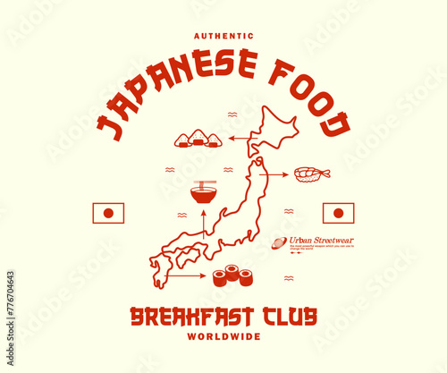Vintage illustration of japanese food t shirt design, vector graphic, typographic poster or tshirts street wear and Urban style