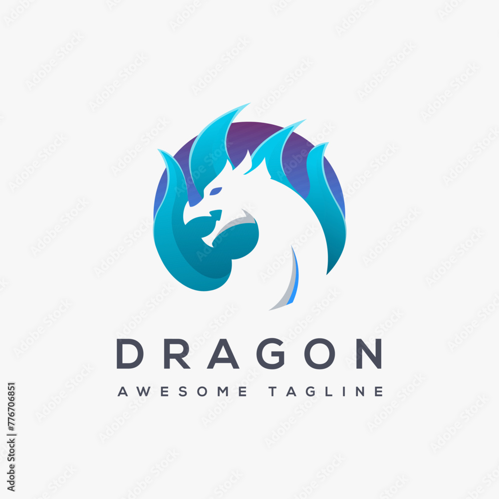 Modern flame fire and dragon logo icon vector template on white background Modern flame fire and dragon logo icon vector template on white background