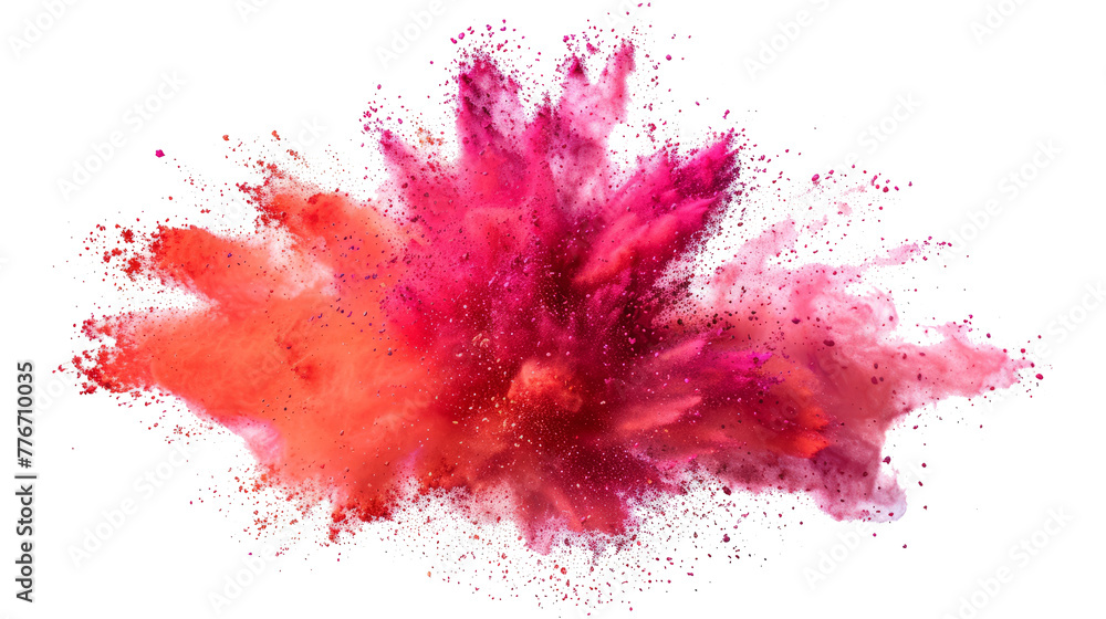 A succinct depiction of a red paint color powder festival explosion, isolated against a transparent background. A succinct depiction of a red paint color powder festival explosion, isolated against a transparent background.