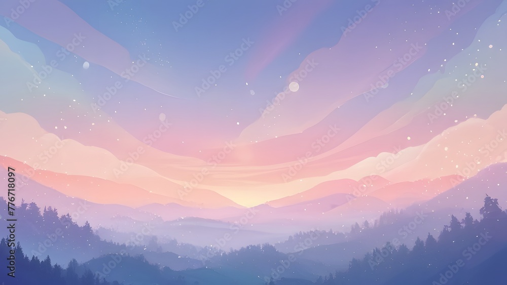 Whisper soft pastel hues in sky backdrop