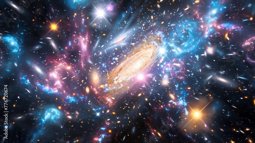 A galaxy cluster as a cosmic kaleidoscope