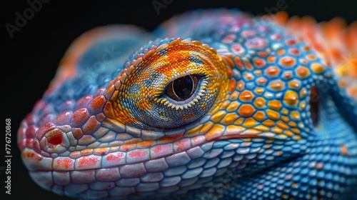 Macro photography of a lizard's skin, showcasing the scales, AI Generative