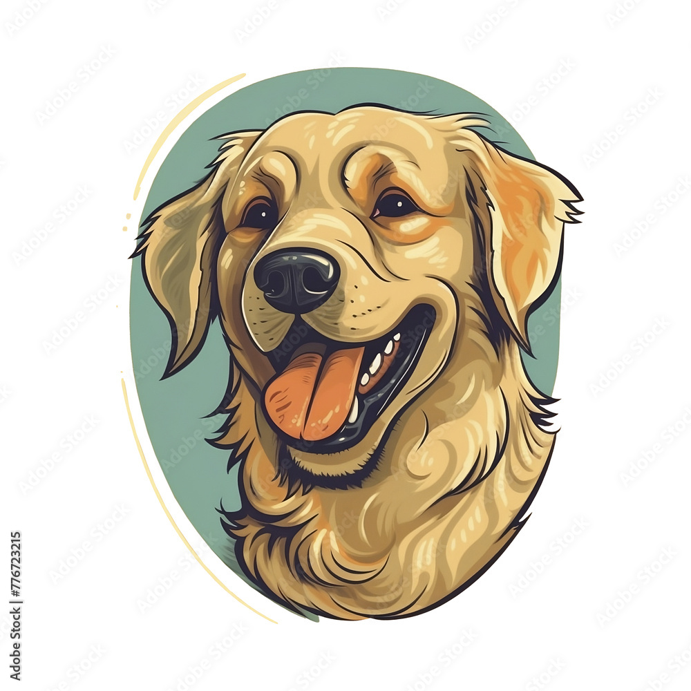 Cute and happy Golden Retriever sticker with transparent background
