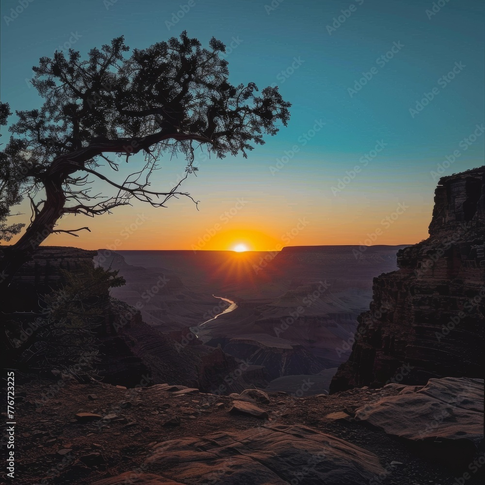 Canyon sunset viewed through a minimalist lens