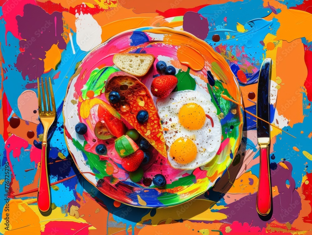 Full English Breakfast in abstract art form