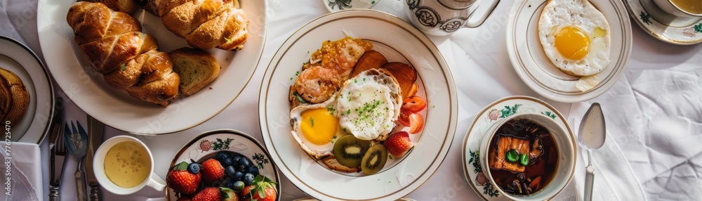Full English Breakfast served in a Victorian manor Full English Breakfast served in a Victorian manor