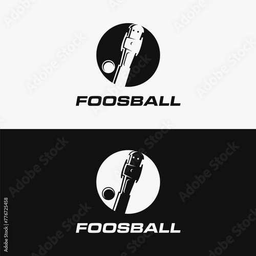 Minimalist foosball sport logo icon vector template on black white background