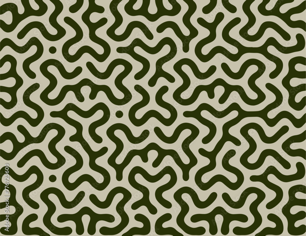 Turing reaction diffusion pattern with abstract motion. Vector illustration of chemical morphogenesis Curvy doodle.