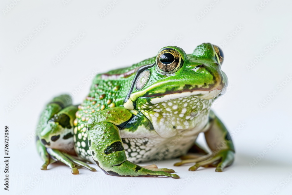 Obraz premium Green frog on the white background
