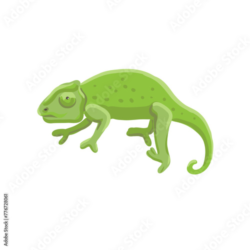 vector drawing green chameleon isolated at white background  hand drawn illustration