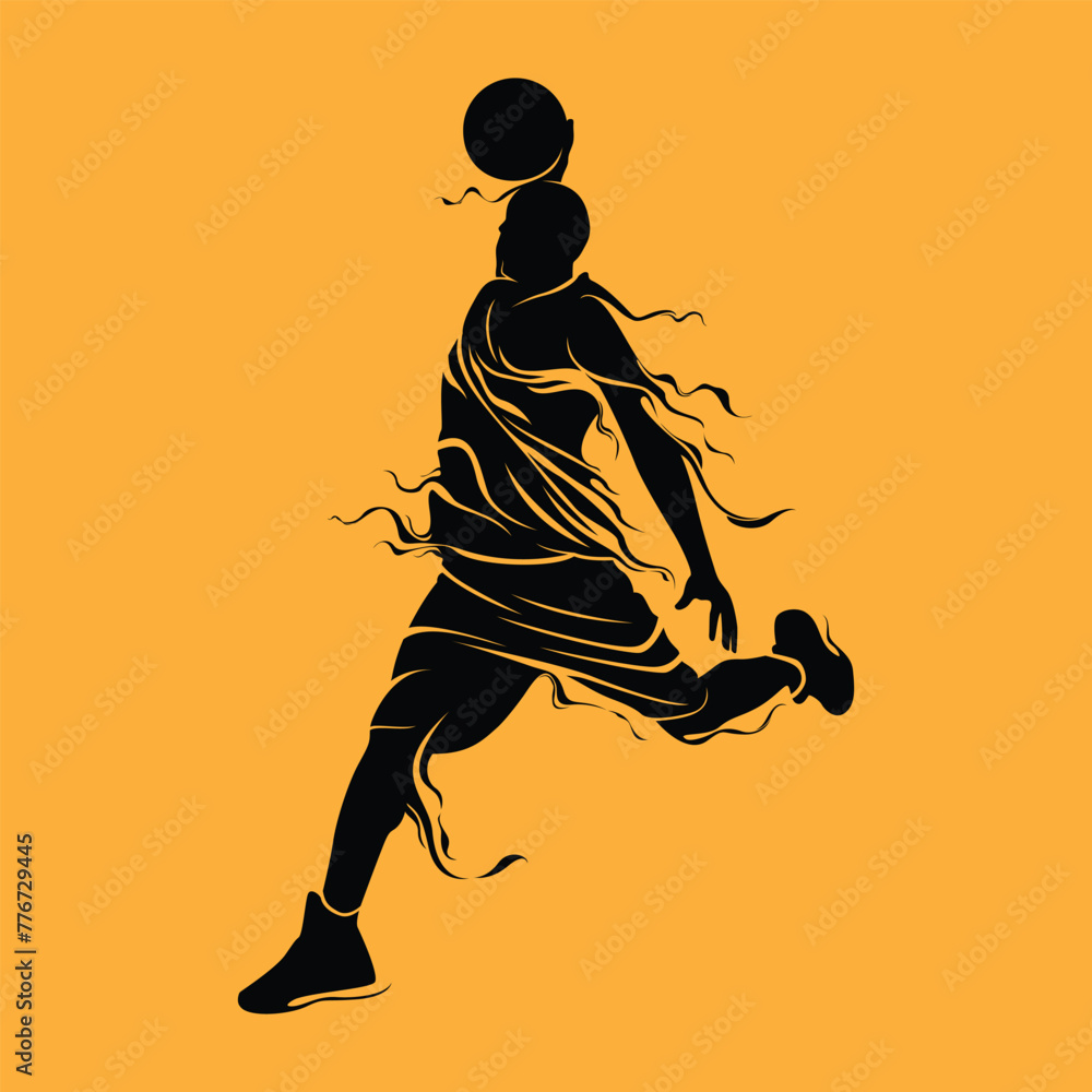Basketball Player Ink Stylized Movement Silhouette Vector