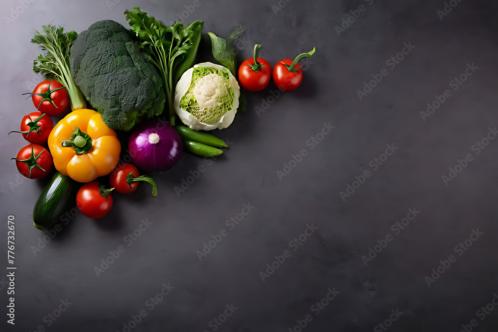 Vegetable with copy-space background concept, blank space. Place to adding text blank copy space. Organic Oasis: Oasis of Fresh and Organic Vegetable