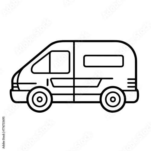 Clean ambulance outline icon in vector format for emergency service designs.