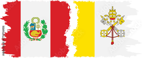 Vatican and Peru grunge flags connection vector