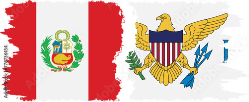 United States Virgin Islands and Peru grunge flags connection vec