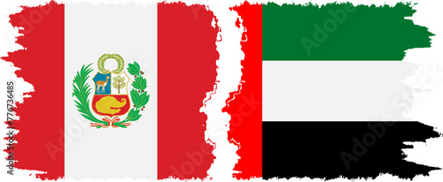 United Arab Emirates and Peru grunge flags connection vector