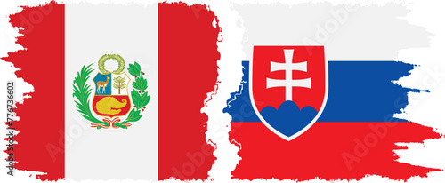 Slovakia and Peru grunge flags connection vector