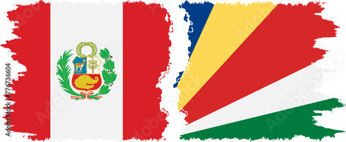 Seychelles and Peru grunge flags connection vector
