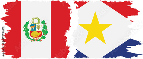 Saba and Peru grunge flags connection vector