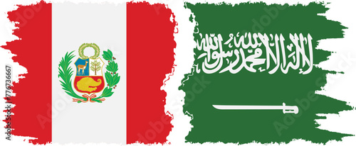 Saudi Arabia and Peru grunge flags connection vector