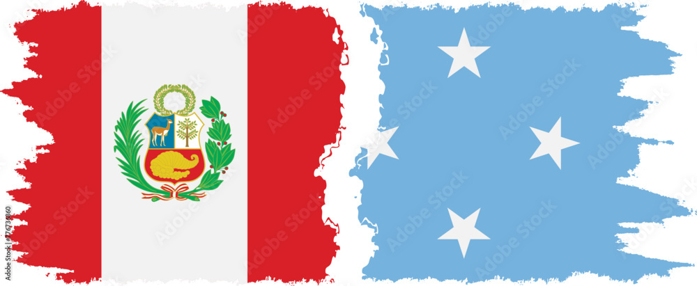 Federated States of Micronesia and Peru grunge flags connection v Federated States of Micronesia and Peru grunge flags connection v