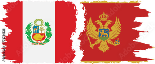 Montenegro and Peru grunge flags connection vector