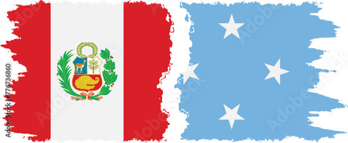 Federated States of Micronesia and Peru grunge flags connection v
