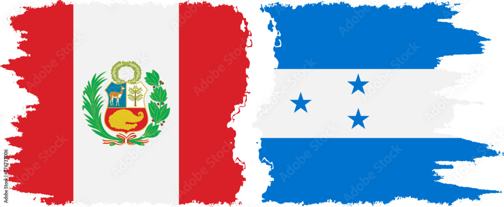 Obraz premium Honduras and Peru grunge flags connection vector